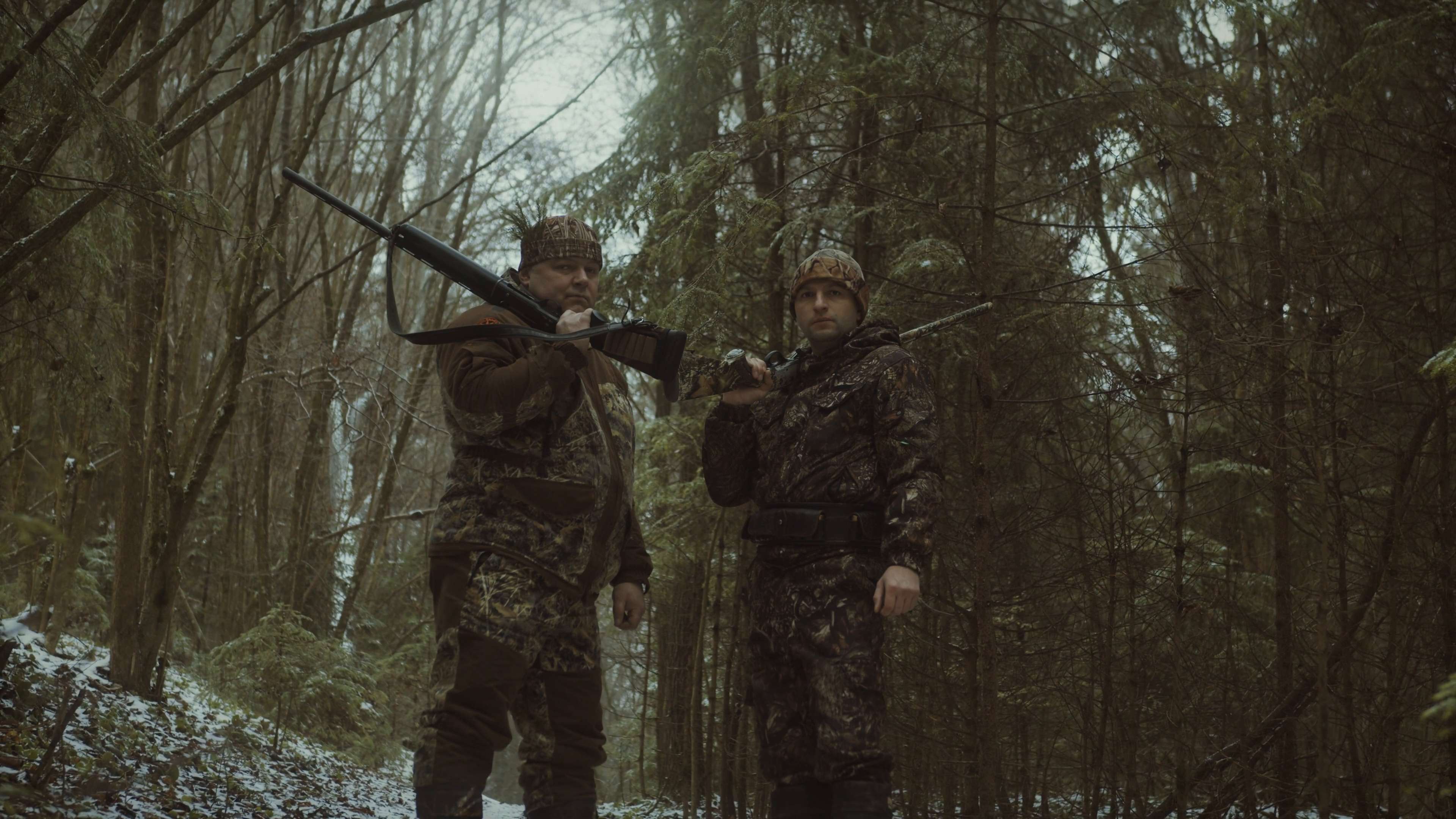 Two soldiers in a forest